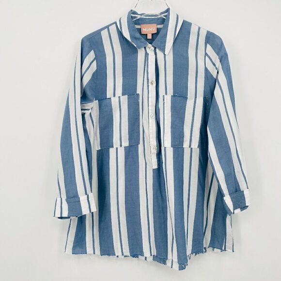 Show Me Your Mumu Sz Medium Stayton Tunic Top in Sailboat Stripe - Picture 2 of 9